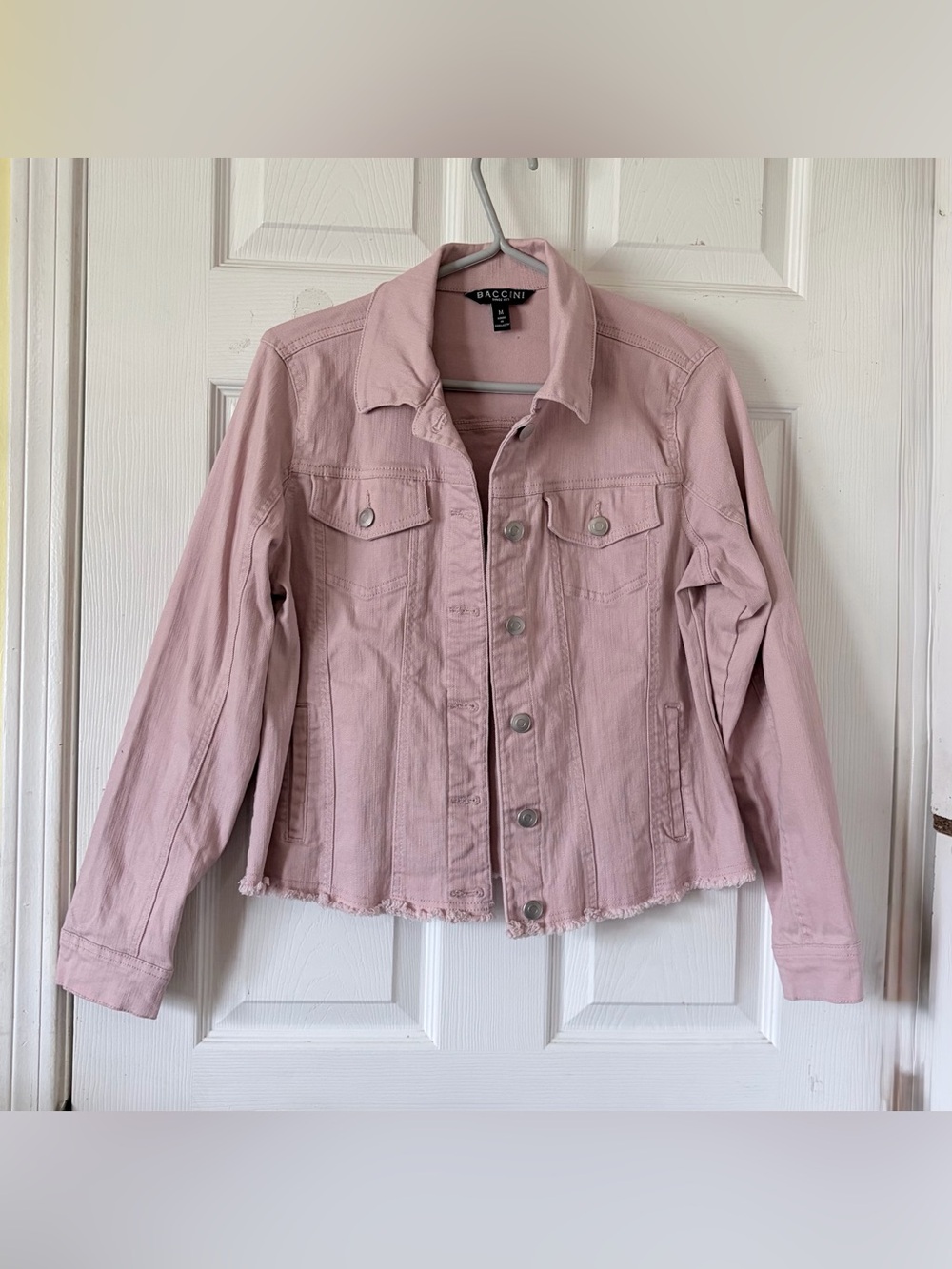 Baccini Light Pink Denim Jacket - Women's Button-Front Trucker Sz M